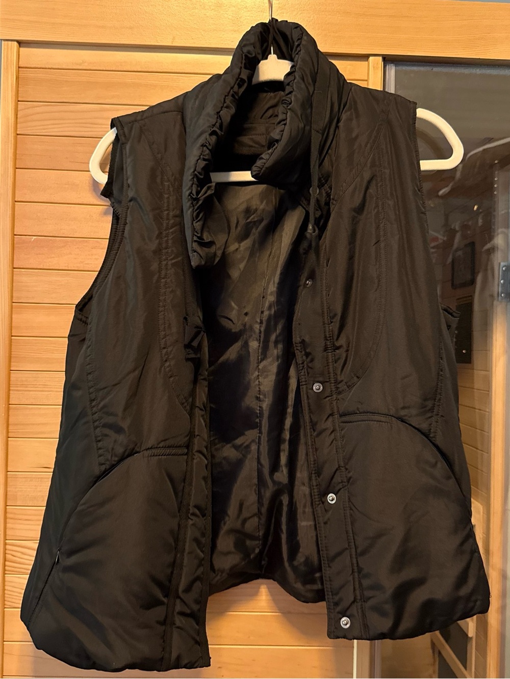 For Cynthia Black Quilted Funnel-Neck Puffer Vest